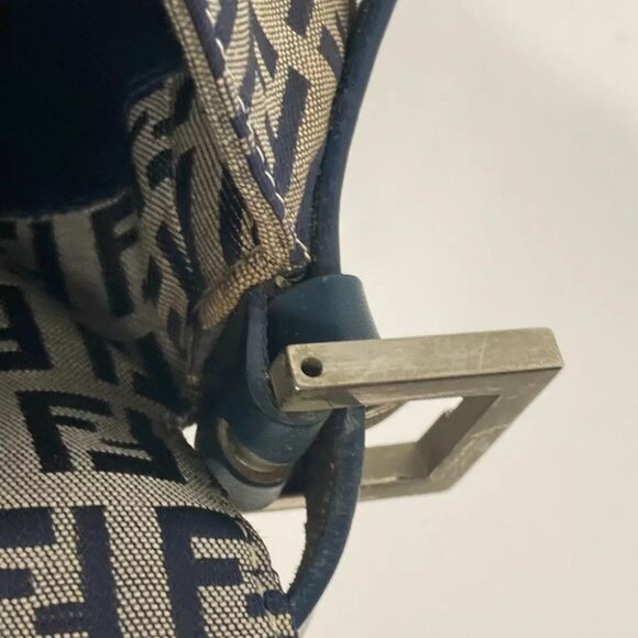 FENDI shoulder bag Mamma Baguette Zucchino Shoulder Bag Canvas/Leather Navy - Picture 16 of 16